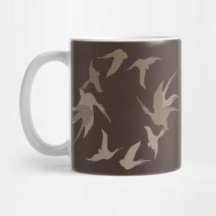 Swallows In Flight Stylized Silhouette Art Beige Brown Mug